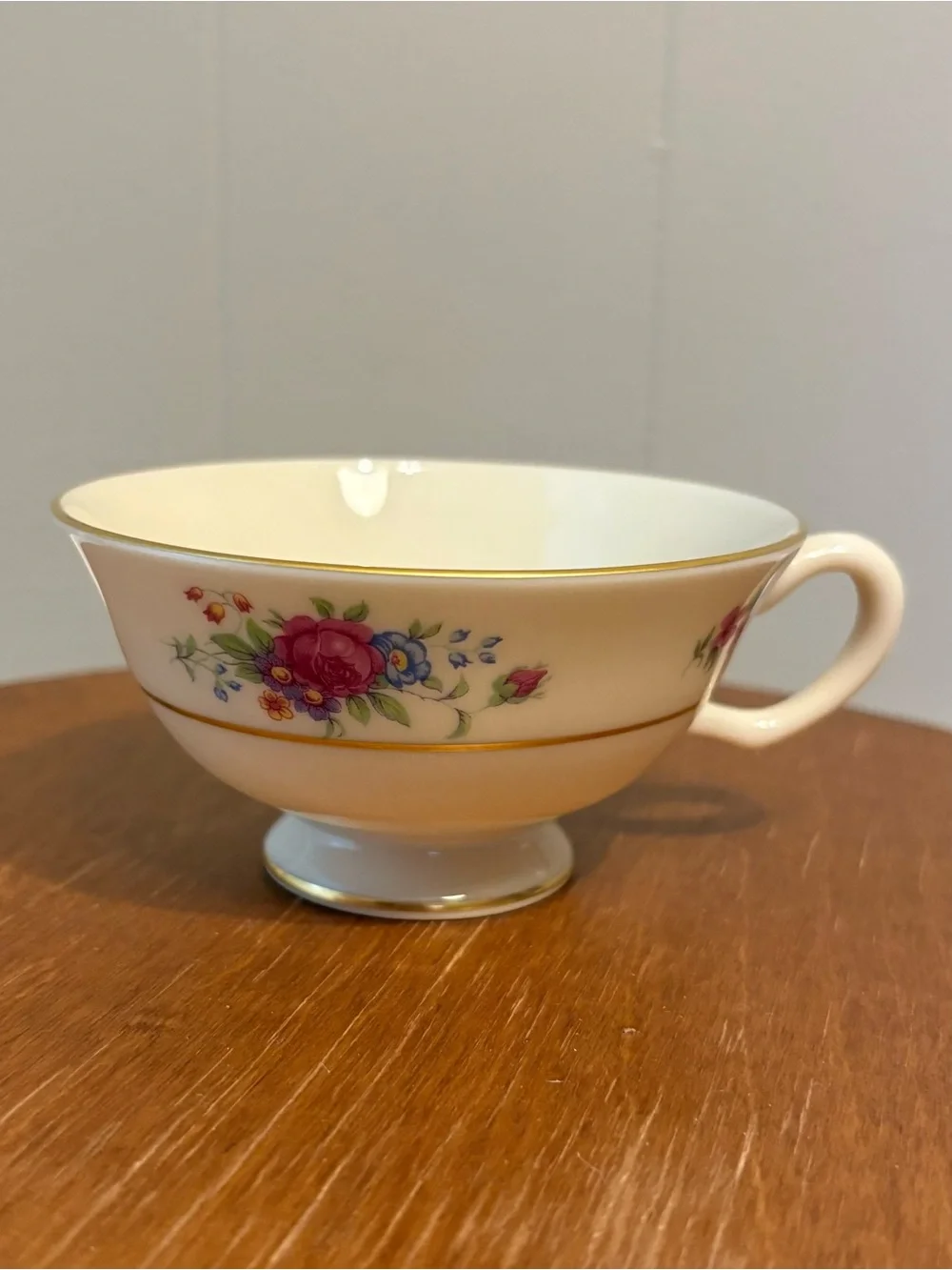 Lenox Floral Footed Teacup with Gold Trim